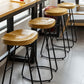 Modern Contoured Seat Pine Solid Wood Bar Stool with Iron Base Clearhalo 'Bar Furniture' 'Bar Stools' 'bar_stools' 'furn' 'furn_bar_stools' 'Furniture' 'Kitchen & Dining Furniture' 5528054
