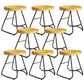 Modern Contoured Seat Pine Solid Wood Bar Stool with Iron Base 8 Piece Set Short Stool(18"H) Clearhalo 'Bar Furniture' 'Bar Stools' 'bar_stools' 'furn' 'furn_bar_stools' 'Furniture' 'Kitchen & Dining Furniture' 5528056