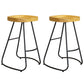 Modern Contoured Seat Pine Solid Wood Bar Stool with Iron Base 2 Piece Set Counter Stool(26"H) Clearhalo 'Bar Furniture' 'Bar Stools' 'bar_stools' 'furn' 'furn_bar_stools' 'Furniture' 'Kitchen & Dining Furniture' 5528057