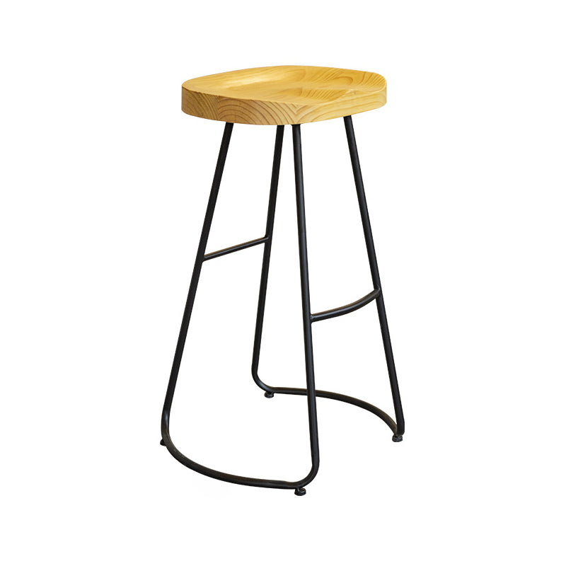 Modern Contoured Seat Pine Solid Wood Bar Stool with Iron Base Clearhalo 'Bar Furniture' 'Bar Stools' 'bar_stools' 'furn' 'furn_bar_stools' 'Furniture' 'Kitchen & Dining Furniture' 5528058