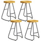 Modern Contoured Seat Pine Solid Wood Bar Stool with Iron Base 4 Piece Set Counter Stool(26"H) Clearhalo 'Bar Furniture' 'Bar Stools' 'bar_stools' 'furn' 'furn_bar_stools' 'Furniture' 'Kitchen & Dining Furniture' 5528059