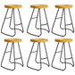 Modern Contoured Seat Pine Solid Wood Bar Stool with Iron Base 6 Piece Set Counter Stool(26"H) Clearhalo 'Bar Furniture' 'Bar Stools' 'bar_stools' 'furn' 'furn_bar_stools' 'Furniture' 'Kitchen & Dining Furniture' 5528062