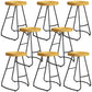 Modern Contoured Seat Pine Solid Wood Bar Stool with Iron Base 8 Piece Set Counter Stool(26"H) Clearhalo 'Bar Furniture' 'Bar Stools' 'bar_stools' 'furn' 'furn_bar_stools' 'Furniture' 'Kitchen & Dining Furniture' 5528064