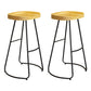 Modern Contoured Seat Pine Solid Wood Bar Stool with Iron Base 2 Piece Set Bar Stool(30"H) Clearhalo 'Bar Furniture' 'Bar Stools' 'bar_stools' 'furn' 'furn_bar_stools' 'Furniture' 'Kitchen & Dining Furniture' 5528065
