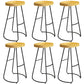Modern Contoured Seat Pine Solid Wood Bar Stool with Iron Base 6 Piece Set Bar Stool(30"H) Clearhalo 'Bar Furniture' 'Bar Stools' 'bar_stools' 'furn' 'furn_bar_stools' 'Furniture' 'Kitchen & Dining Furniture' 5528070