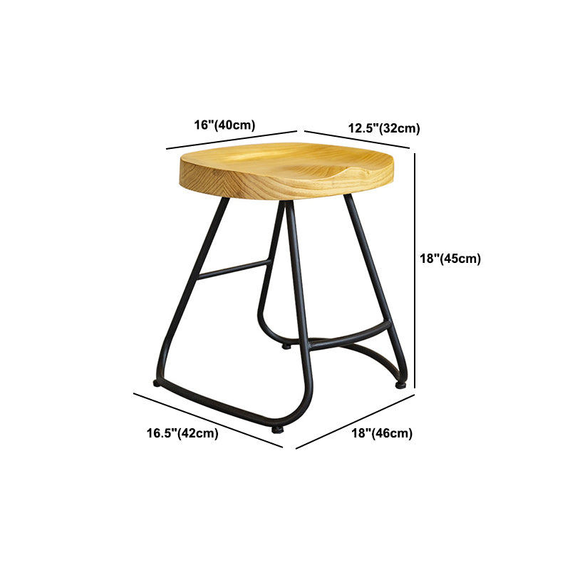 Modern Contoured Seat Pine Solid Wood Bar Stool with Iron Base Clearhalo 'Bar Furniture' 'Bar Stools' 'bar_stools' 'furn' 'furn_bar_stools' 'Furniture' 'Kitchen & Dining Furniture' 5528073