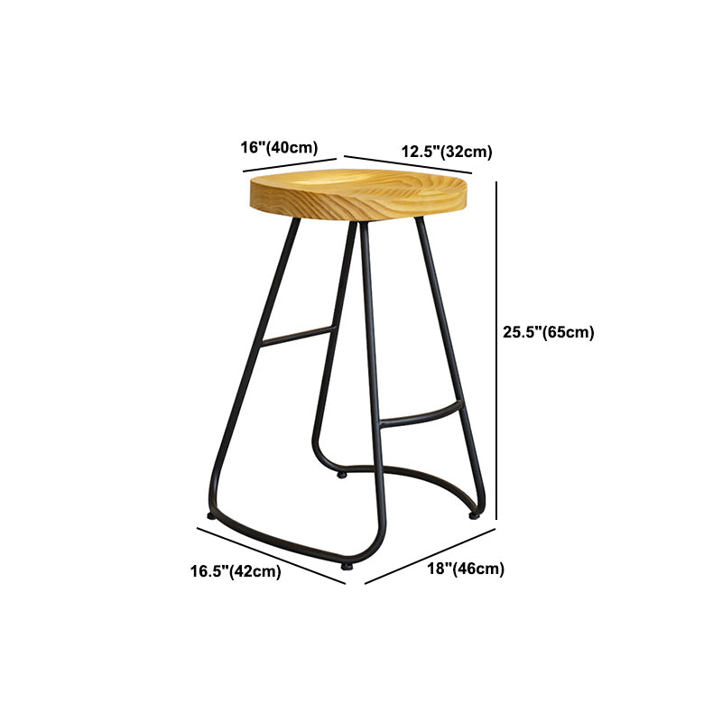 Modern Contoured Seat Pine Solid Wood Bar Stool with Iron Base Clearhalo 'Bar Furniture' 'Bar Stools' 'bar_stools' 'furn' 'furn_bar_stools' 'Furniture' 'Kitchen & Dining Furniture' 5528074