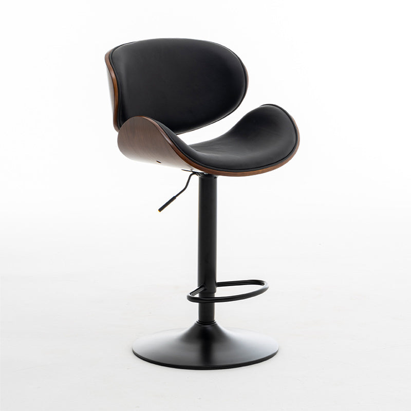 Contemporary Metal Adjustable Barstool Leather Counter Stool with Swivel in Matte Finish Matte Black 1 Piece Clearhalo 'Bar Furniture' 'Bar Stools' 'bar_stools' 'furn' 'furn_bar_stools' 'Furniture' 'Kitchen & Dining Furniture' 5528077