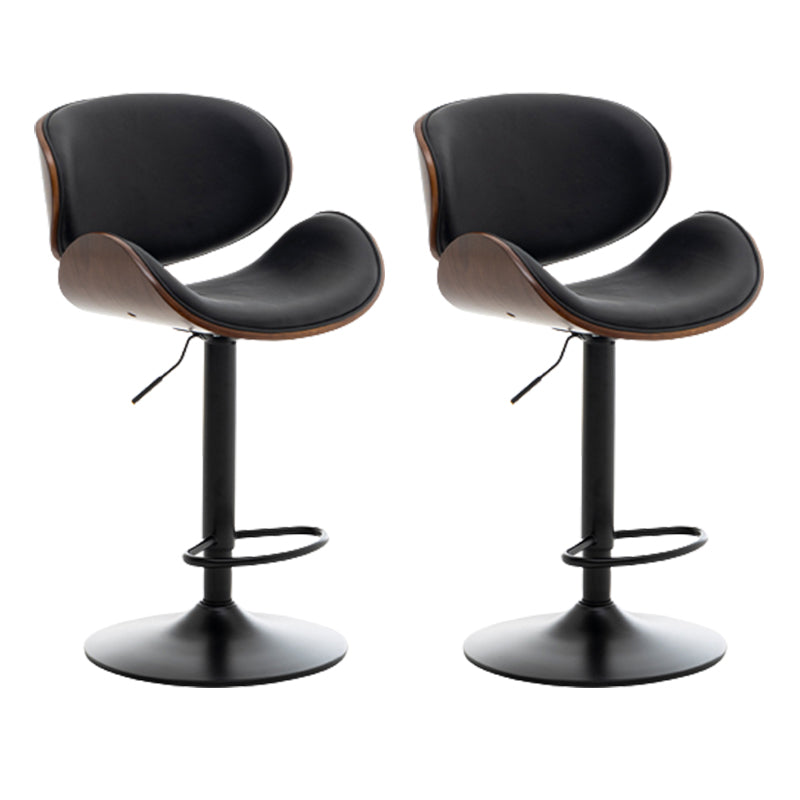 Contemporary Metal Adjustable Barstool Leather Counter Stool with Swivel in Matte Finish Matte Black 2 Piece Set Clearhalo 'Bar Furniture' 'Bar Stools' 'bar_stools' 'furn' 'furn_bar_stools' 'Furniture' 'Kitchen & Dining Furniture' 5528078
