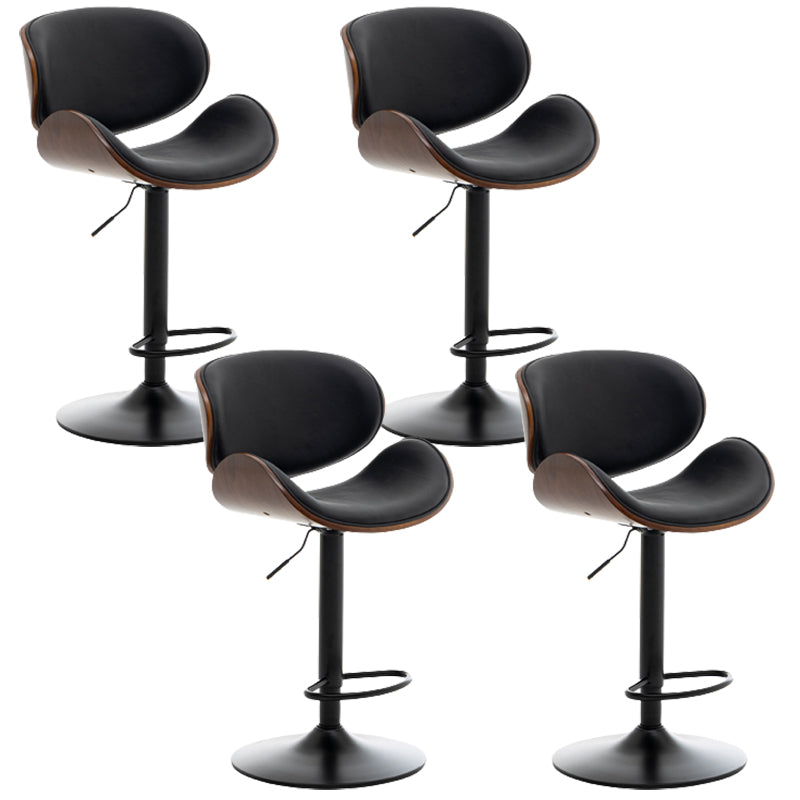 Contemporary Metal Adjustable Barstool Leather Counter Stool with Swivel in Matte Finish Matte Black 4 Piece Set Clearhalo 'Bar Furniture' 'Bar Stools' 'bar_stools' 'furn' 'furn_bar_stools' 'Furniture' 'Kitchen & Dining Furniture' 5528081
