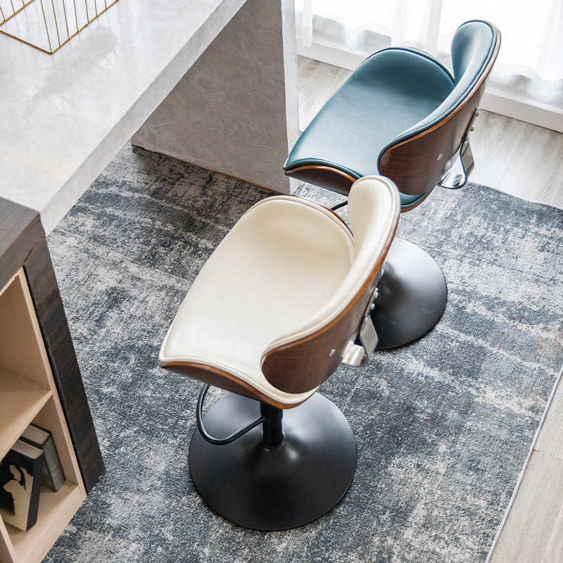 Contemporary Metal Adjustable Barstool Leather Counter Stool with Swivel in Matte Finish Clearhalo 'Bar Furniture' 'Bar Stools' 'bar_stools' 'furn' 'furn_bar_stools' 'Furniture' 'Kitchen & Dining Furniture' 5528082