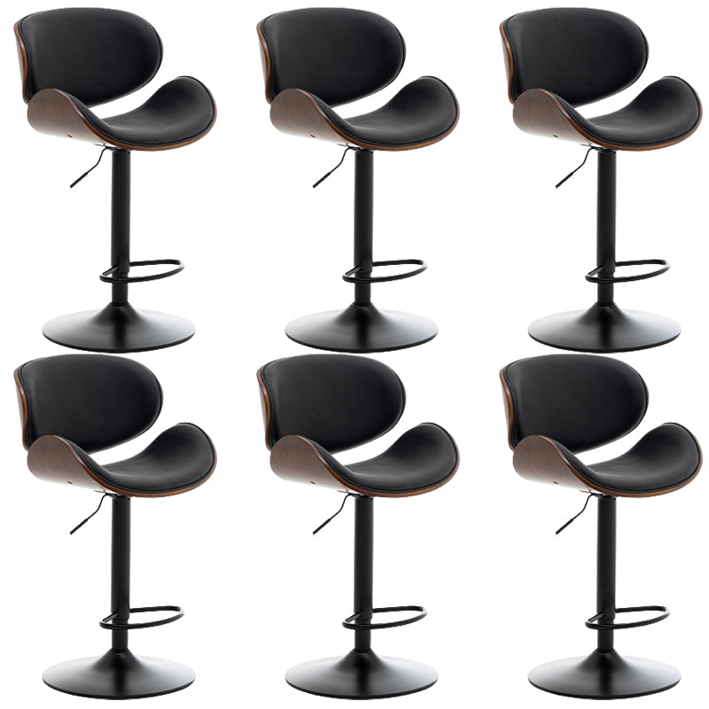 Contemporary Metal Adjustable Barstool Leather Counter Stool with Swivel in Matte Finish Matte Black 6 Piece Set Clearhalo 'Bar Furniture' 'Bar Stools' 'bar_stools' 'furn' 'furn_bar_stools' 'Furniture' 'Kitchen & Dining Furniture' 5528083