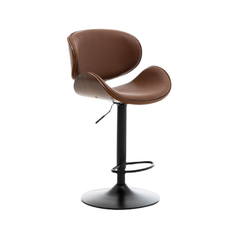 Contemporary Metal Adjustable Barstool Leather Counter Stool with Swivel in Matte Finish Clearhalo 'Bar Furniture' 'Bar Stools' 'bar_stools' 'furn' 'furn_bar_stools' 'Furniture' 'Kitchen & Dining Furniture' 5528084