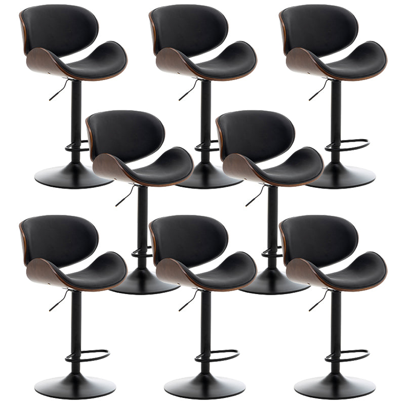 Contemporary Metal Adjustable Barstool Leather Counter Stool with Swivel in Matte Finish Matte Black 8 Piece Set Clearhalo 'Bar Furniture' 'Bar Stools' 'bar_stools' 'furn' 'furn_bar_stools' 'Furniture' 'Kitchen & Dining Furniture' 5528085