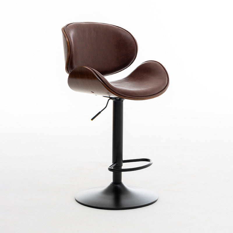 Contemporary Metal Adjustable Barstool Leather Counter Stool with Swivel in Matte Finish Brown 1 Piece Clearhalo 'Bar Furniture' 'Bar Stools' 'bar_stools' 'furn' 'furn_bar_stools' 'Furniture' 'Kitchen & Dining Furniture' 5528086