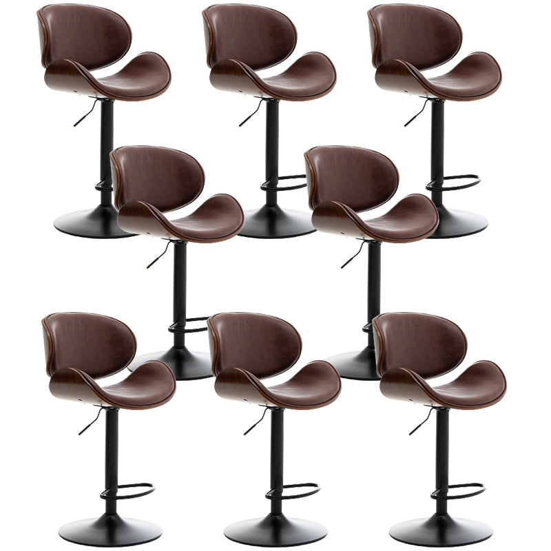 Contemporary Metal Adjustable Barstool Leather Counter Stool with Swivel in Matte Finish Brown 8 Piece Set Clearhalo 'Bar Furniture' 'Bar Stools' 'bar_stools' 'furn' 'furn_bar_stools' 'Furniture' 'Kitchen & Dining Furniture' 5528094