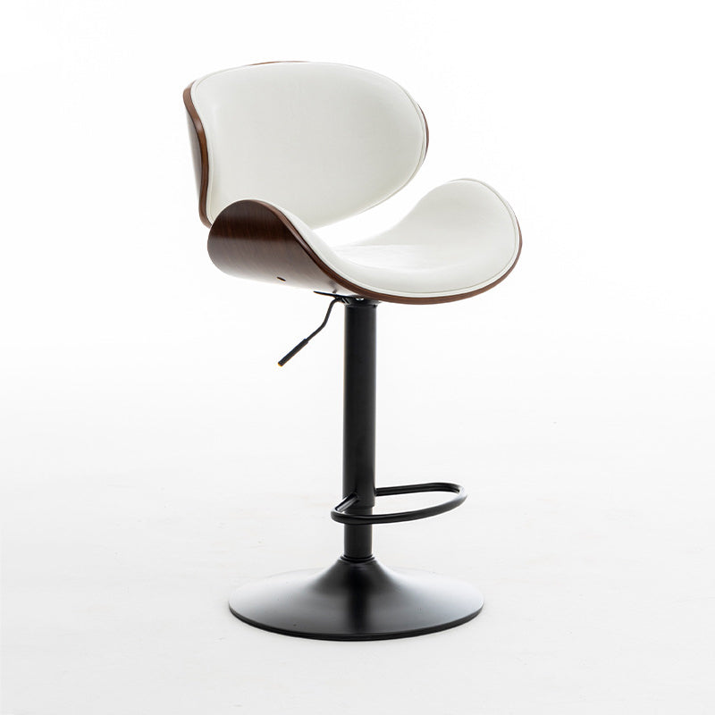Contemporary Metal Adjustable Barstool Leather Counter Stool with Swivel in Matte Finish White 1 Piece Clearhalo 'Bar Furniture' 'Bar Stools' 'bar_stools' 'furn' 'furn_bar_stools' 'Furniture' 'Kitchen & Dining Furniture' 5528096