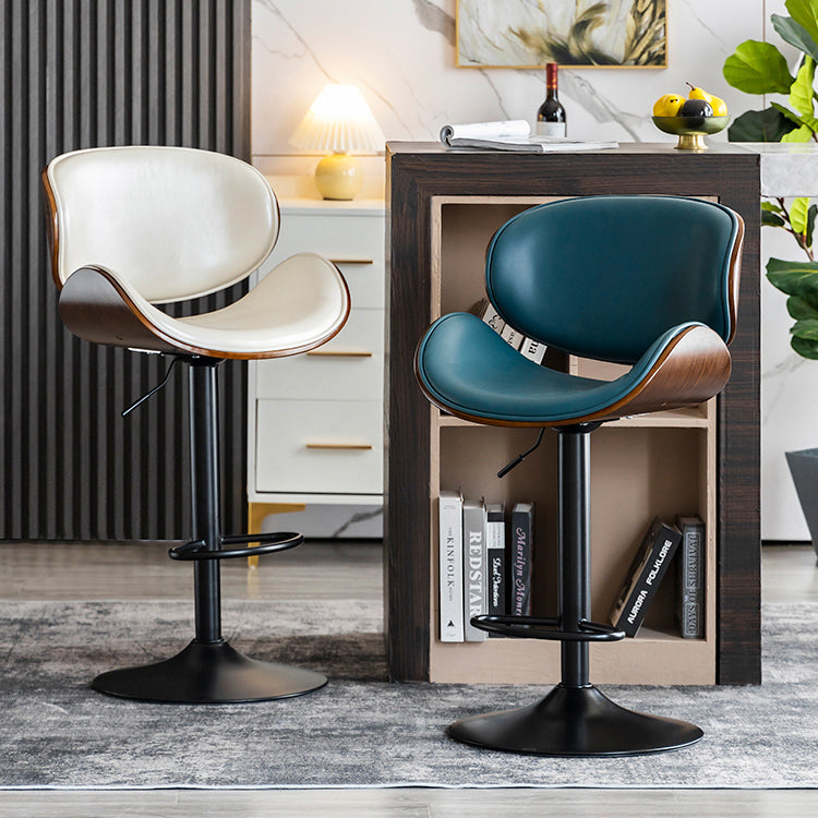 Contemporary Metal Adjustable Barstool Leather Counter Stool with Swivel in Matte Finish Clearhalo 'Bar Furniture' 'Bar Stools' 'bar_stools' 'furn' 'furn_bar_stools' 'Furniture' 'Kitchen & Dining Furniture' 5528097