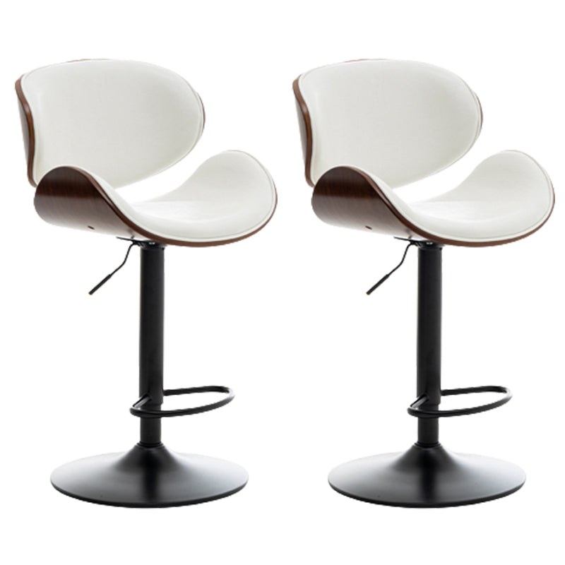 Contemporary Metal Adjustable Barstool Leather Counter Stool with Swivel in Matte Finish White 2 Piece Set Clearhalo 'Bar Furniture' 'Bar Stools' 'bar_stools' 'furn' 'furn_bar_stools' 'Furniture' 'Kitchen & Dining Furniture' 5528098