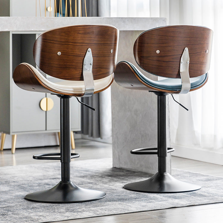 Contemporary Metal Adjustable Barstool Leather Counter Stool with Swivel in Matte Finish Clearhalo 'Bar Furniture' 'Bar Stools' 'bar_stools' 'furn' 'furn_bar_stools' 'Furniture' 'Kitchen & Dining Furniture' 5528099
