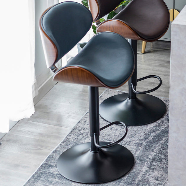 Contemporary Metal Adjustable Barstool Leather Counter Stool with Swivel in Matte Finish Clearhalo 'Bar Furniture' 'Bar Stools' 'bar_stools' 'furn' 'furn_bar_stools' 'Furniture' 'Kitchen & Dining Furniture' 5528101