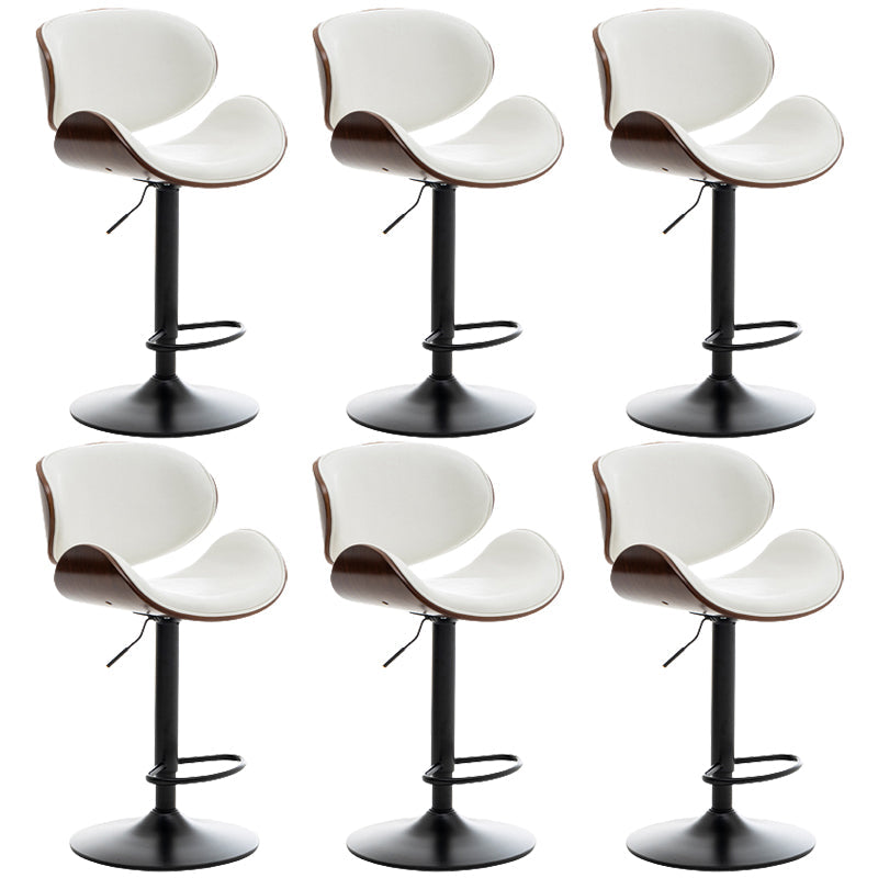 Contemporary Metal Adjustable Barstool Leather Counter Stool with Swivel in Matte Finish White 6 Piece Set Clearhalo 'Bar Furniture' 'Bar Stools' 'bar_stools' 'furn' 'furn_bar_stools' 'Furniture' 'Kitchen & Dining Furniture' 5528102