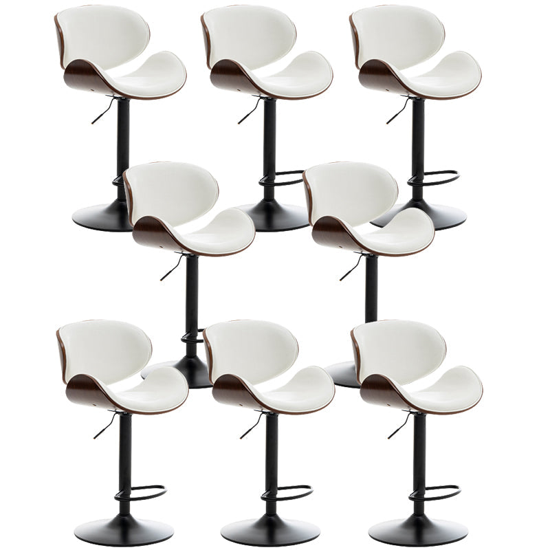 Contemporary Metal Adjustable Barstool Leather Counter Stool with Swivel in Matte Finish White 8 Piece Set Clearhalo 'Bar Furniture' 'Bar Stools' 'bar_stools' 'furn' 'furn_bar_stools' 'Furniture' 'Kitchen & Dining Furniture' 5528103