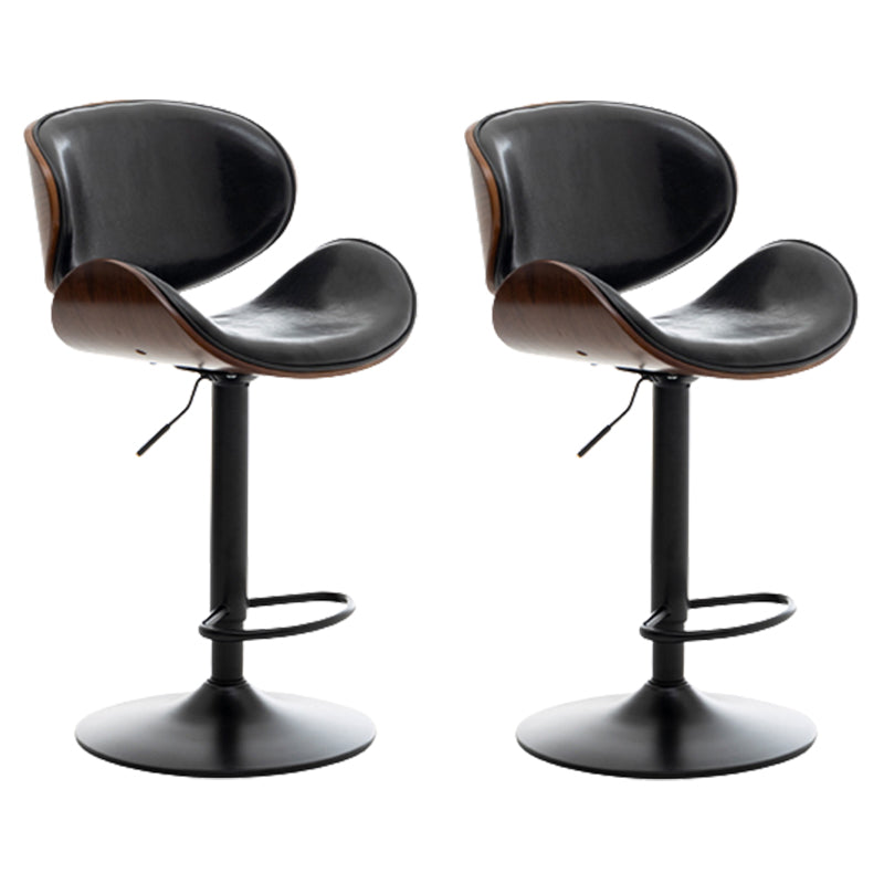 Contemporary Metal Adjustable Barstool Leather Counter Stool with Swivel in Matte Finish Black 2 Piece Set Clearhalo 'Bar Furniture' 'Bar Stools' 'bar_stools' 'furn' 'furn_bar_stools' 'Furniture' 'Kitchen & Dining Furniture' 5528105