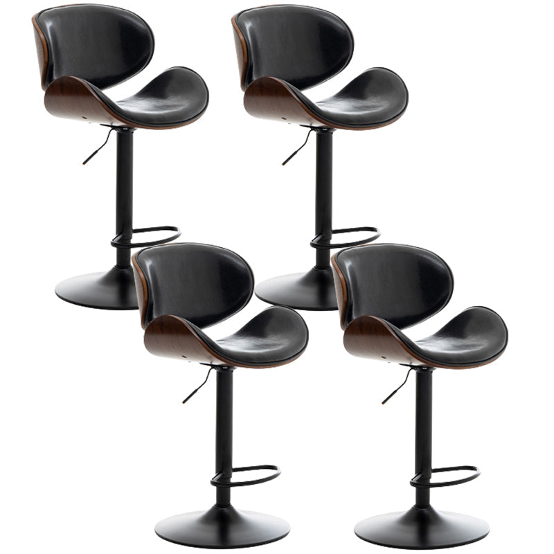 Contemporary Metal Adjustable Barstool Leather Counter Stool with Swivel in Matte Finish Black 4 Piece Set Clearhalo 'Bar Furniture' 'Bar Stools' 'bar_stools' 'furn' 'furn_bar_stools' 'Furniture' 'Kitchen & Dining Furniture' 5528106