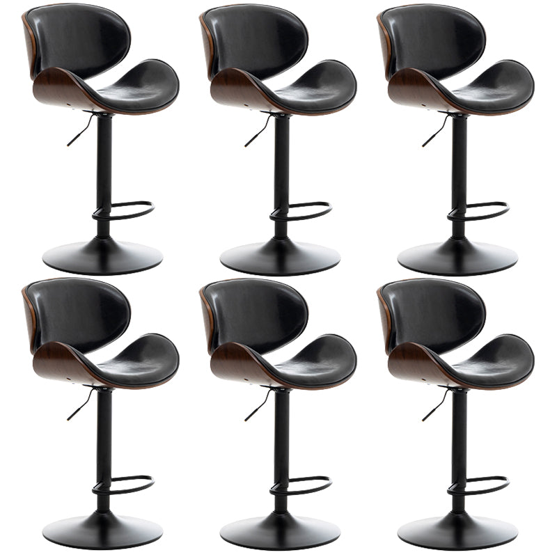 Contemporary Metal Adjustable Barstool Leather Counter Stool with Swivel in Matte Finish Black 6 Piece Set Clearhalo 'Bar Furniture' 'Bar Stools' 'bar_stools' 'furn' 'furn_bar_stools' 'Furniture' 'Kitchen & Dining Furniture' 5528107