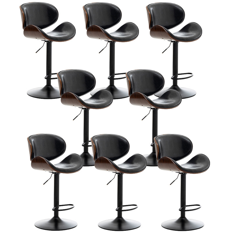 Contemporary Metal Adjustable Barstool Leather Counter Stool with Swivel in Matte Finish Black 8 Piece Set Clearhalo 'Bar Furniture' 'Bar Stools' 'bar_stools' 'furn' 'furn_bar_stools' 'Furniture' 'Kitchen & Dining Furniture' 5528108