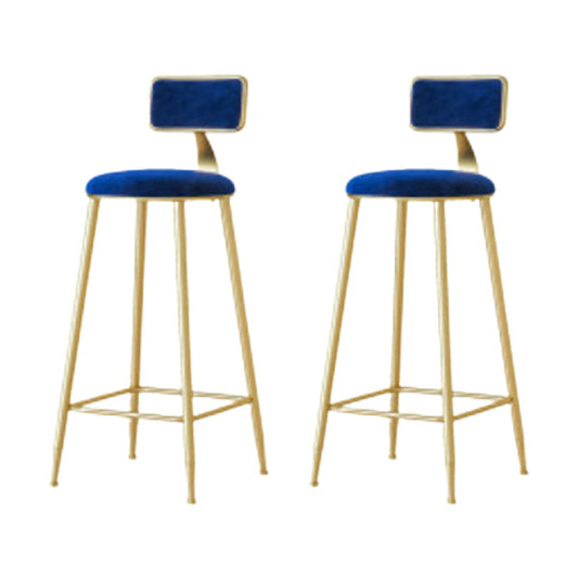 Glam Low Back Counter Stool Round Upholstered Counter Height Stool for Shop Blue 2 Piece Set