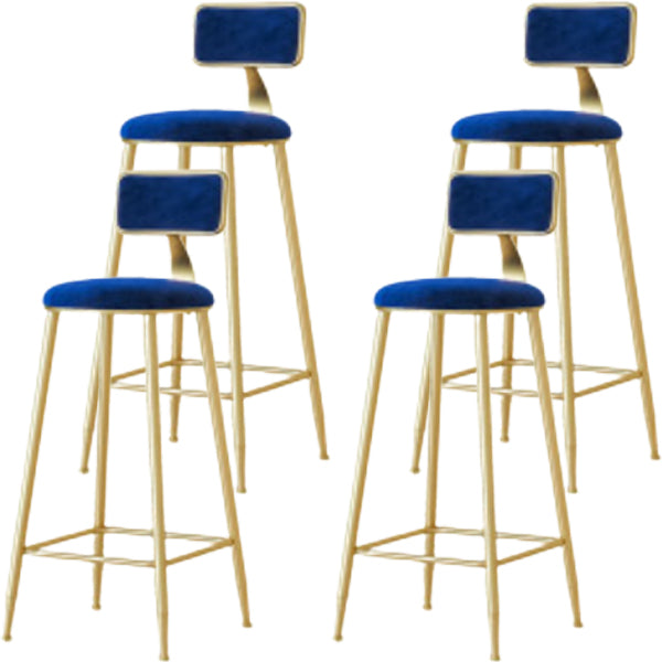 Glam Low Back Counter Stool Round Upholstered Counter Height Stool for Shop Blue 4 Piece Set Clearhalo 'Bar Furniture' 'Bar Stools' 'bar_stools' 'furn' 'furn_bar_stools' 'Furniture' 'Kitchen & Dining Furniture' 5528204