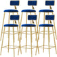 Glam Low Back Counter Stool Round Upholstered Counter Height Stool for Shop Blue 6 Piece Set Clearhalo 'Bar Furniture' 'Bar Stools' 'bar_stools' 'furn' 'furn_bar_stools' 'Furniture' 'Kitchen & Dining Furniture' 5528206