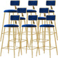 Glam Low Back Counter Stool Round Upholstered Counter Height Stool for Shop Blue 8 Piece Set Clearhalo 'Bar Furniture' 'Bar Stools' 'bar_stools' 'furn' 'furn_bar_stools' 'Furniture' 'Kitchen & Dining Furniture' 5528207