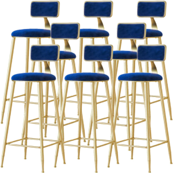 Glam Low Back Counter Stool Round Upholstered Counter Height Stool for Shop Blue 8 Piece Set Clearhalo 'Bar Furniture' 'Bar Stools' 'bar_stools' 'furn' 'furn_bar_stools' 'Furniture' 'Kitchen & Dining Furniture' 5528207