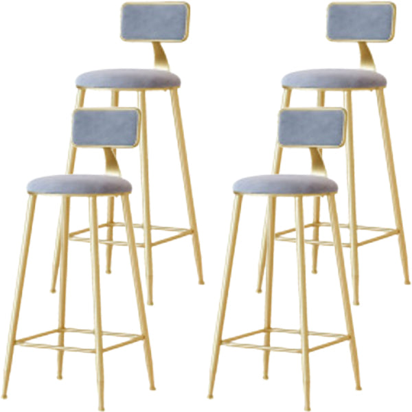 Glam Low Back Counter Stool Round Upholstered Counter Height Stool for Shop Grey 4 Piece Set Clearhalo 'Bar Furniture' 'Bar Stools' 'bar_stools' 'furn' 'furn_bar_stools' 'Furniture' 'Kitchen & Dining Furniture' 5528211