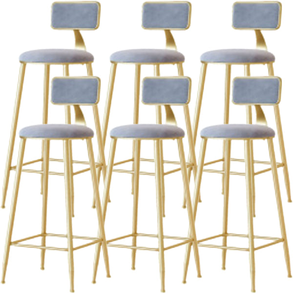 Glam Low Back Counter Stool Round Upholstered Counter Height Stool for Shop Grey 6 Piece Set Clearhalo 'Bar Furniture' 'Bar Stools' 'bar_stools' 'furn' 'furn_bar_stools' 'Furniture' 'Kitchen & Dining Furniture' 5528214