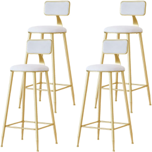 Glam Low Back Counter Stool Round Upholstered Counter Height Stool for Shop White 4 Piece Set Clearhalo 'Bar Furniture' 'Bar Stools' 'bar_stools' 'furn' 'furn_bar_stools' 'Furniture' 'Kitchen & Dining Furniture' 5528217