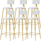 Glam Low Back Counter Stool Round Upholstered Counter Height Stool for Shop White 6 Piece Set Clearhalo 'Bar Furniture' 'Bar Stools' 'bar_stools' 'furn' 'furn_bar_stools' 'Furniture' 'Kitchen & Dining Furniture' 5528218
