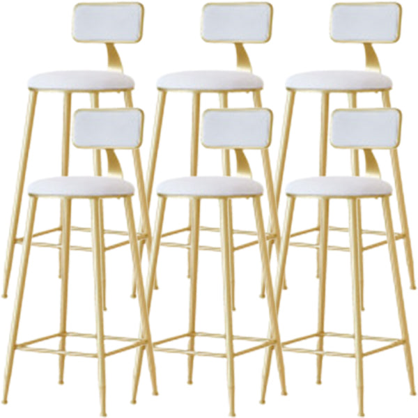 Glam Low Back Counter Stool Round Upholstered Counter Height Stool for Shop White 6 Piece Set Clearhalo 'Bar Furniture' 'Bar Stools' 'bar_stools' 'furn' 'furn_bar_stools' 'Furniture' 'Kitchen & Dining Furniture' 5528218