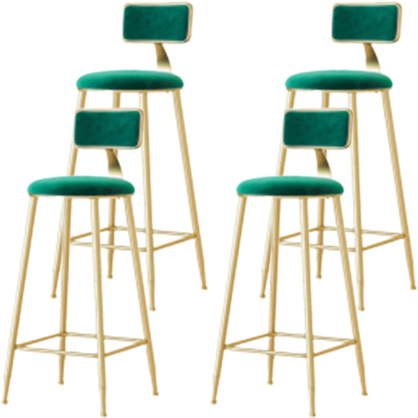 Glam Low Back Counter Stool Round Upholstered Counter Height Stool for Shop Green 4 Piece Set Clearhalo 'Bar Furniture' 'Bar Stools' 'bar_stools' 'furn' 'furn_bar_stools' 'Furniture' 'Kitchen & Dining Furniture' 5528221
