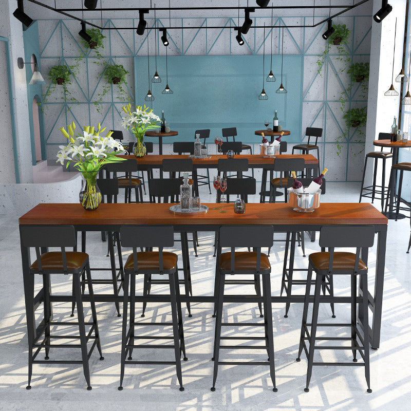 Industrial 1/5/9 Pieces Bar Table Set Rectangle Pine Wood Counter Table with Stools