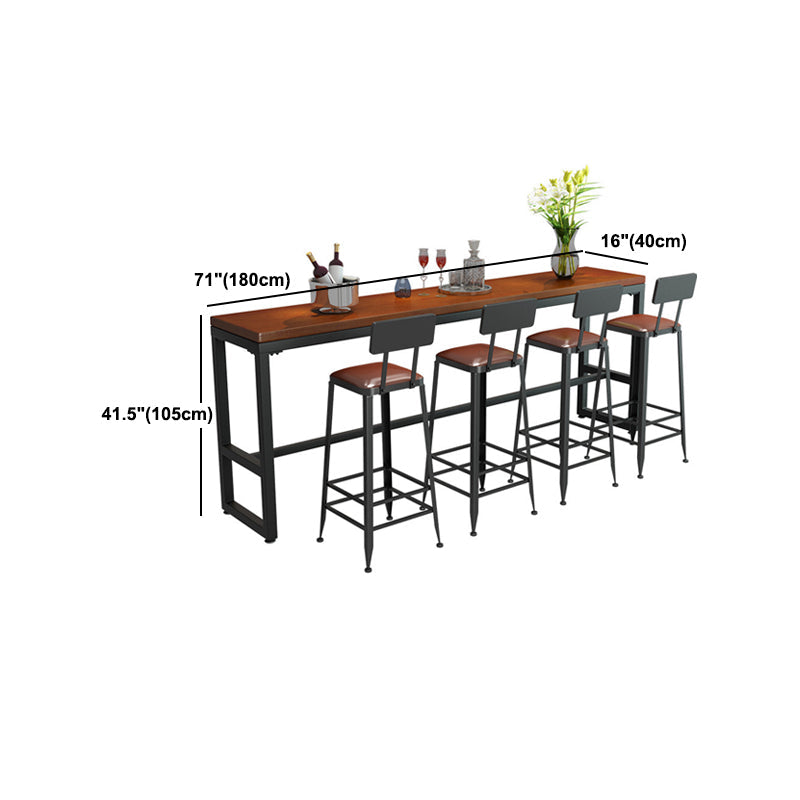 Industrial 1/5/9 Pieces Bar Table Set Rectangle Pine Wood Counter Table with Stools