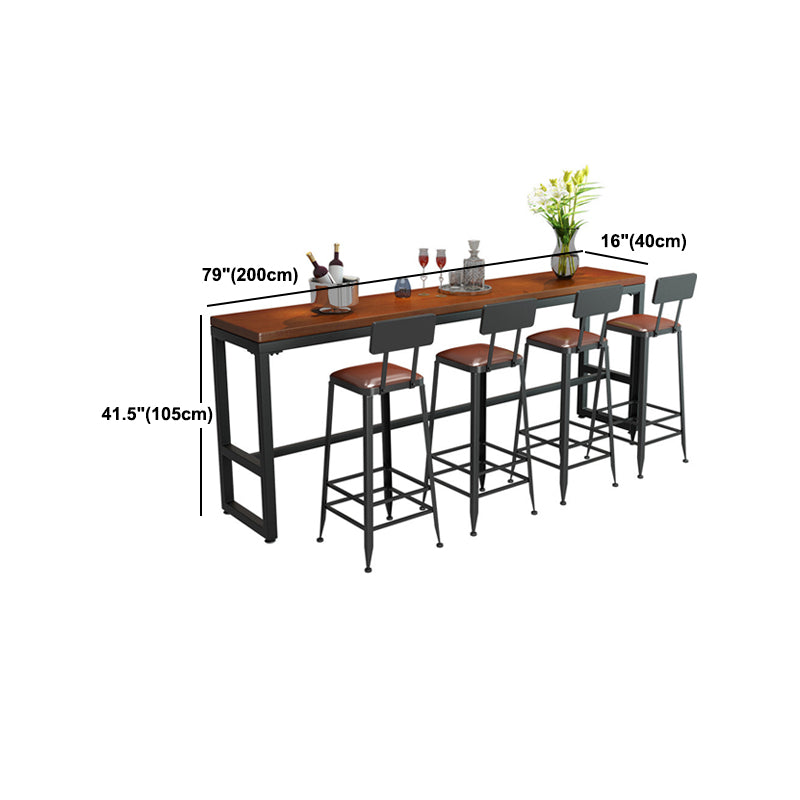Industrial 1/5/9 Pieces Bar Table Set Rectangle Pine Wood Counter Table with Stools