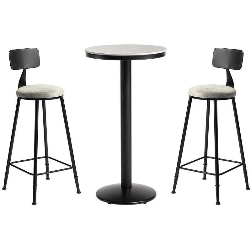 Mesa de barra superior de piedra gris de estilo industrial Juego de mesa 1/2/3 piezas de mostrador con taburetes altos