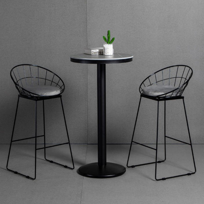 Mesa de barra superior de piedra gris de estilo industrial Juego de mesa 1/2/3 piezas de mostrador con taburetes altos