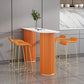 Modern 1/2/5 Pieces Bar Table Stone Counter Table with High Stools for Dining Room 5 Pieces: Matte White Table, 4 Orange Stools Clearhalo 'Bar Furniture' 'furn' 'furn_home_bar_bar_sets' 'Furniture' 'Home Bars & Bar Sets' 'home_bar_bar_sets' 'Kitchen & Dining Furniture' 5528305