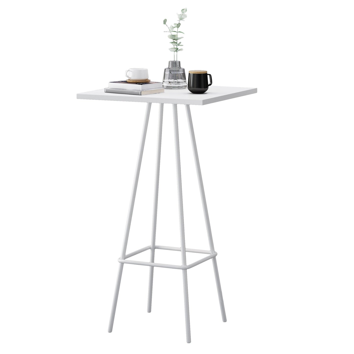 Modern 1/3/4 Pieces Bar Table Set Square Iron Counter Table with High Stools for Kitchen White 24"L x 24"W Clearhalo 'Bar Furniture' 'furn' 'furn_home_bar_bar_sets' 'Furniture' 'Home Bars & Bar Sets' 'home_bar_bar_sets' 'Kitchen & Dining Furniture' 5528359