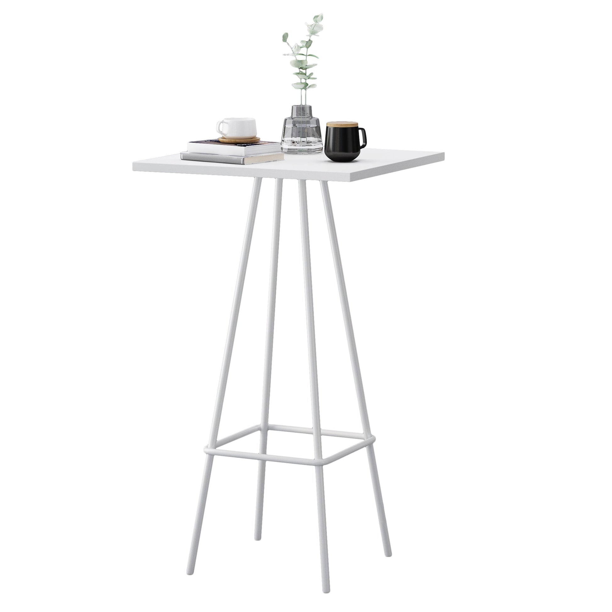 Modern 1/3/4 Pieces Bar Table Set Square Iron Counter Table with High Stools for Kitchen White 24"L x 24"W Clearhalo 'Bar Furniture' 'furn' 'furn_home_bar_bar_sets' 'Furniture' 'Home Bars & Bar Sets' 'home_bar_bar_sets' 'Kitchen & Dining Furniture' 5528359
